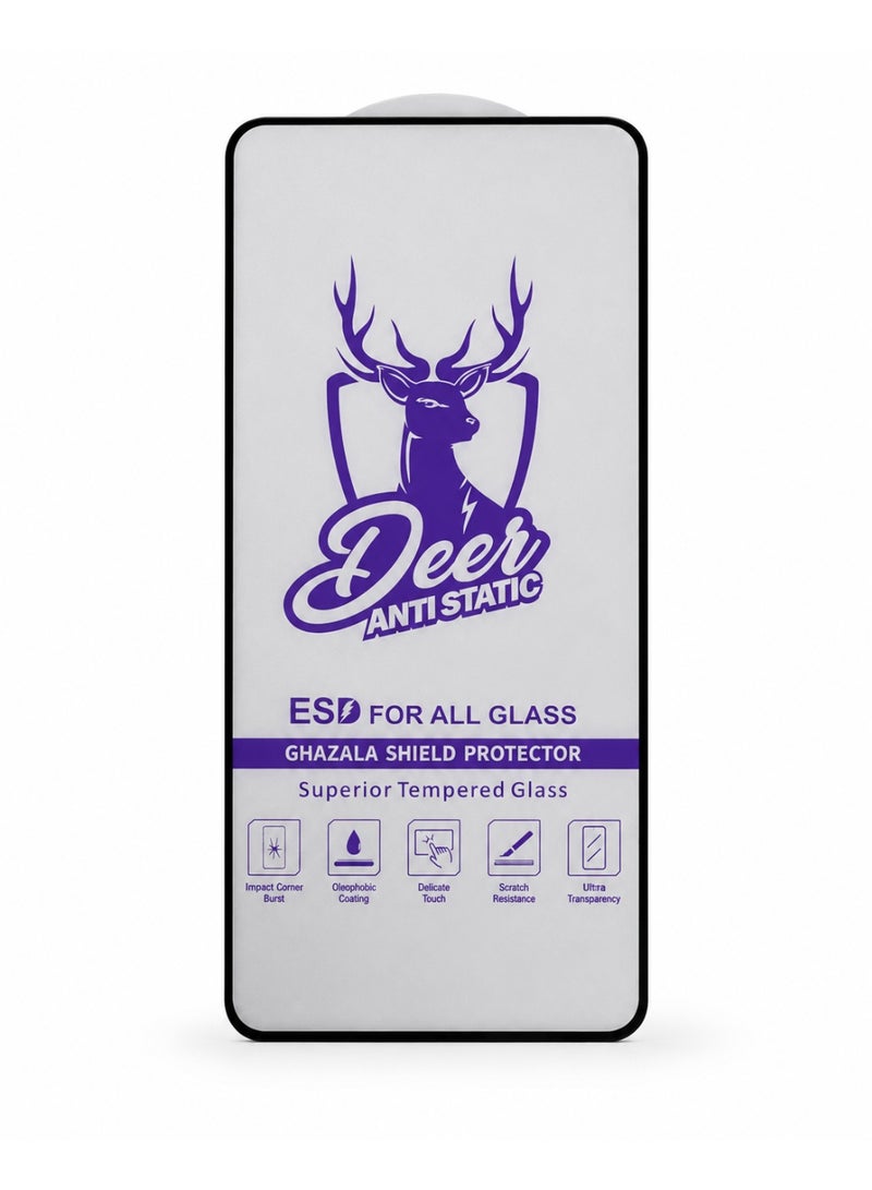 Deer ESD Anti-Static 9H Tempered Glass Screen Protector for Samsung Galaxy A72 - Full Coverage Ghazala Shield with Black Frame - Image 2