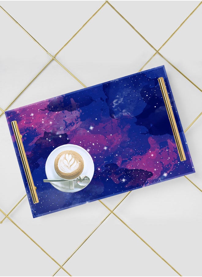 LOWHA Decorative Acrylic Serving Tray with Gold Color Metal Handles Ink Clear Star 20x30cm  - Image 5