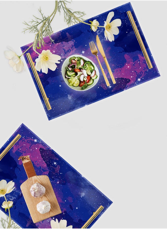 LOWHA Decorative Acrylic Serving Tray with Gold Color Metal Handles Ink Clear Star 20x30cm  - Image 4