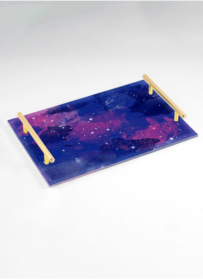 LOWHA Decorative Acrylic Serving Tray with Gold Color Metal Handles Ink Clear Star 20x30cm  - Image 1