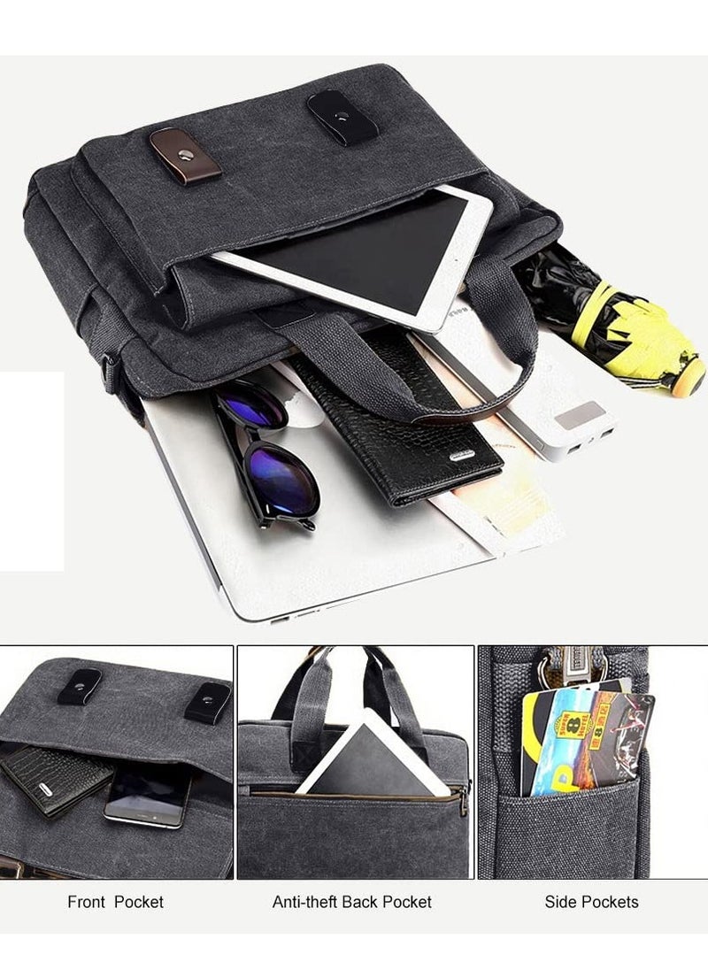SYOSI - Men's Multifunctional Canvas Shoulder Bag, Handbag Multi-Pockets Business Messenger Bags, Outdoor Sports Over Shoulder Crossbody Side Bag - Image 1