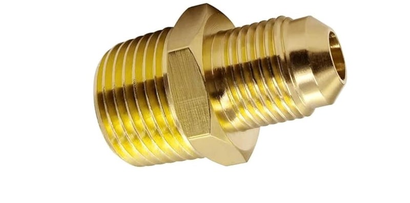 SANAVYA Brass Half Flare Union | Brass Tube Pipe Fitting for fuel, gas systems, and refrigeration (1/4FL by 1/2 NPT -HFUN) - Image 1