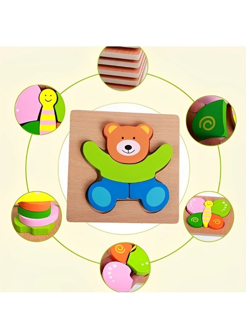 Wooden 3D Jigsaw Puzzle Cat Colored Shape for Toddlers, Teacher Parents Early Learning Support Tools, Attractive Colors and Patterns, Montessori Motor and Sensory Skills Develop Toys, Ideal Gift - Image 4