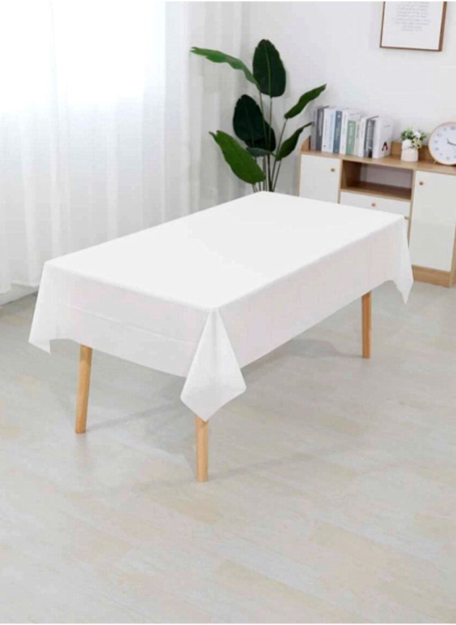 2 Piece Disposable Tablecloth Party Birthday Family Gathering 137*183 CM Pure White  - Image 1