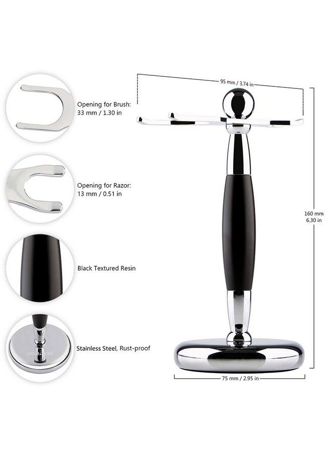 Anbbas Shaving Brush And Stand Anbbas Silvertip Badger Hair Brush Set With Stainless Steel Shaving Stand For Double Edge Safety Razor Straight Razorblack Resin Alloy Handle For Men - Image 5