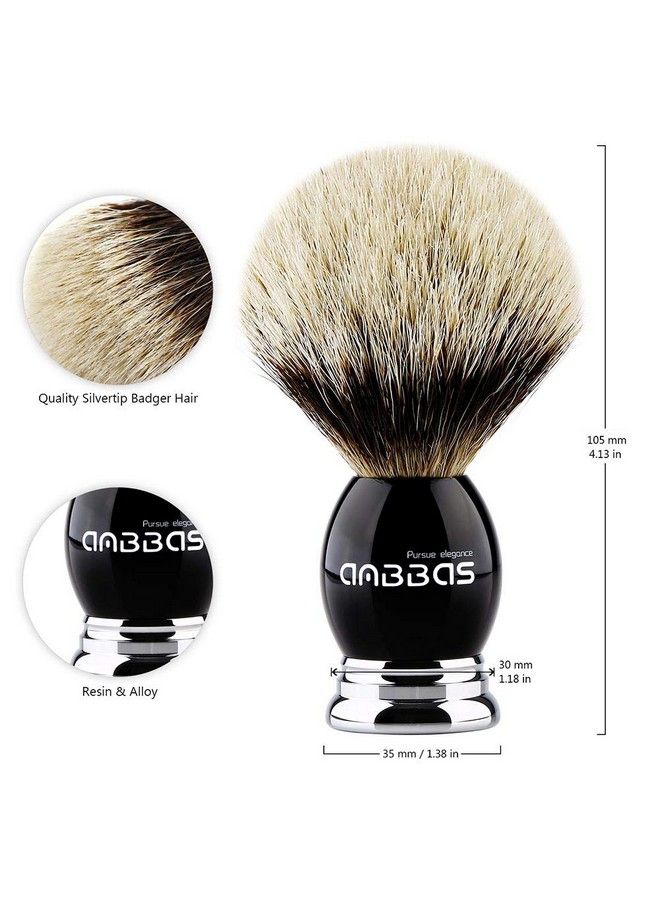 Anbbas Shaving Brush And Stand Anbbas Silvertip Badger Hair Brush Set With Stainless Steel Shaving Stand For Double Edge Safety Razor Straight Razorblack Resin Alloy Handle For Men - Image 4