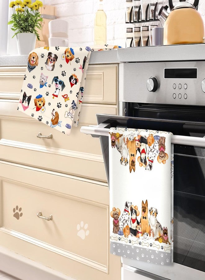 Arquiel Cute Dogs Tea Towels, Cotton Kitchen Towel 18.9 × 27.5 Inch, Quick Drying Dish Cloth for Party Anniversary Holiday Decoration, Gift for Dog Lovers - Image 3