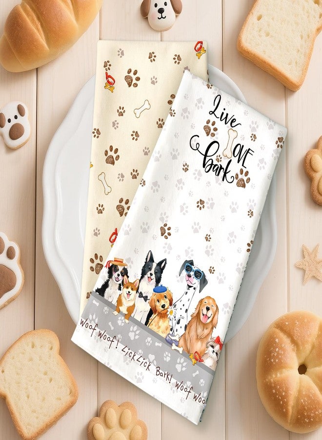 Arquiel Cute Dogs Tea Towels, Cotton Kitchen Towel 18.9 × 27.5 Inch, Quick Drying Dish Cloth for Party Anniversary Holiday Decoration, Gift for Dog Lovers - Image 2