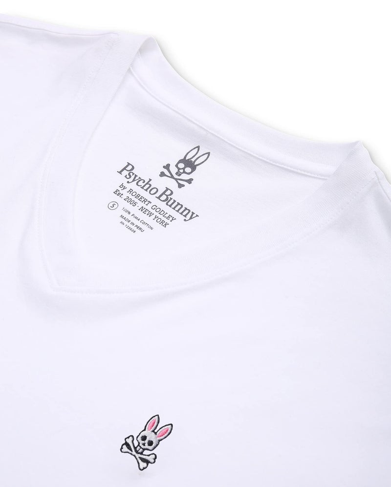 Psycho Bunny Men's Regular Fit Short Sleeve V Neck T-Shirt White - Image 4