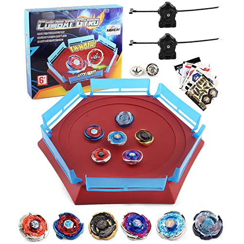 AIBREAY Battling Top Stadium Battle Set 6 Metal Fusion Spinning Tops 2 Launchers 1 Arena Combat Game Toy Gift for Kids Boys Ages 6 - Image 1