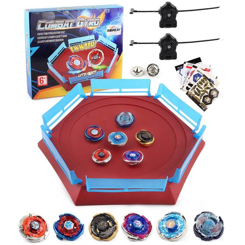 AIBREAY Battling Top Stadium Battle Set 6 Metal Fusion Spinning Tops 2 Launchers 1 Arena Combat Game Toy Gift for Kids Boys Ages 6 - Image 4
