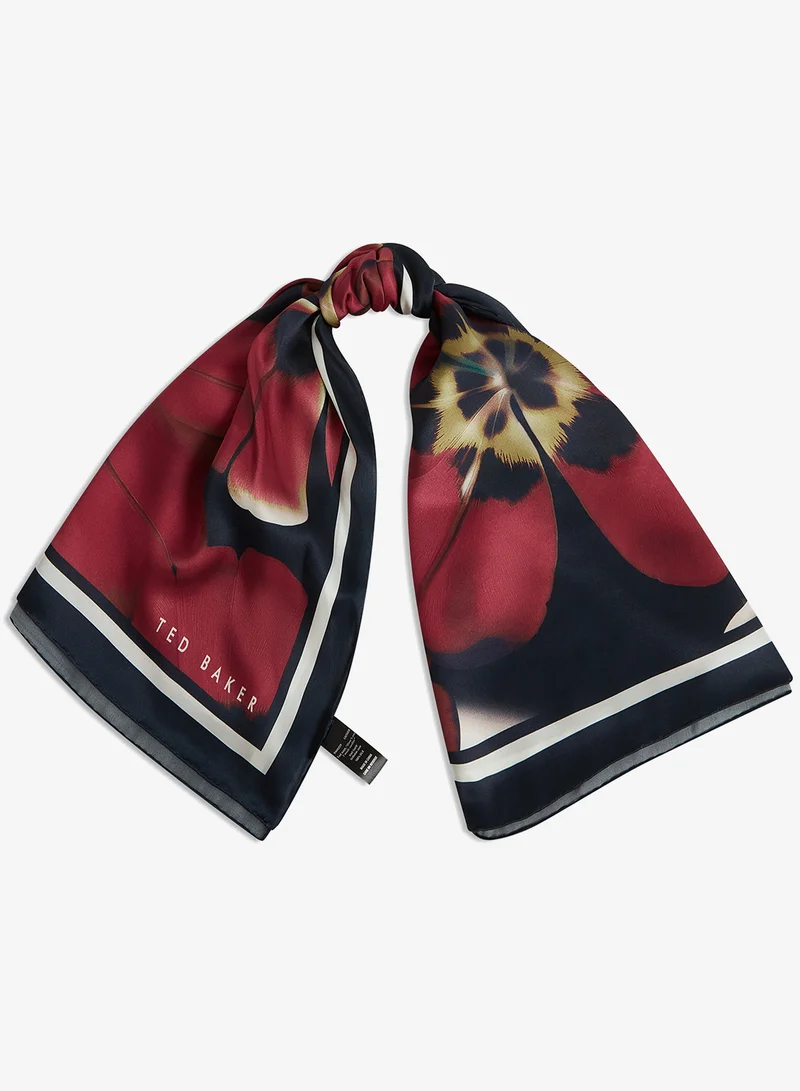 تيد بيكر Floral Printed Silk Square Scarf