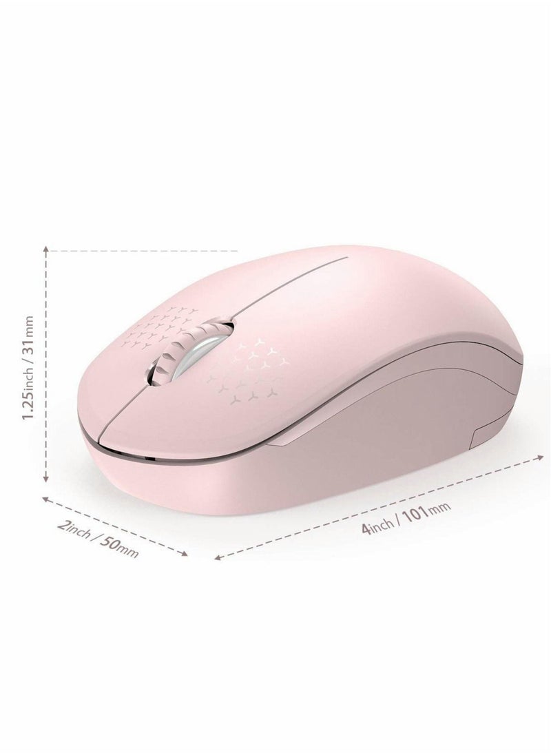 Wireless Mouse, 2.4G Noiseless Mouse with USB Receiver - Portable Computer Mice for PC, Tablet, Laptop, Notebook with Windows System - Pink