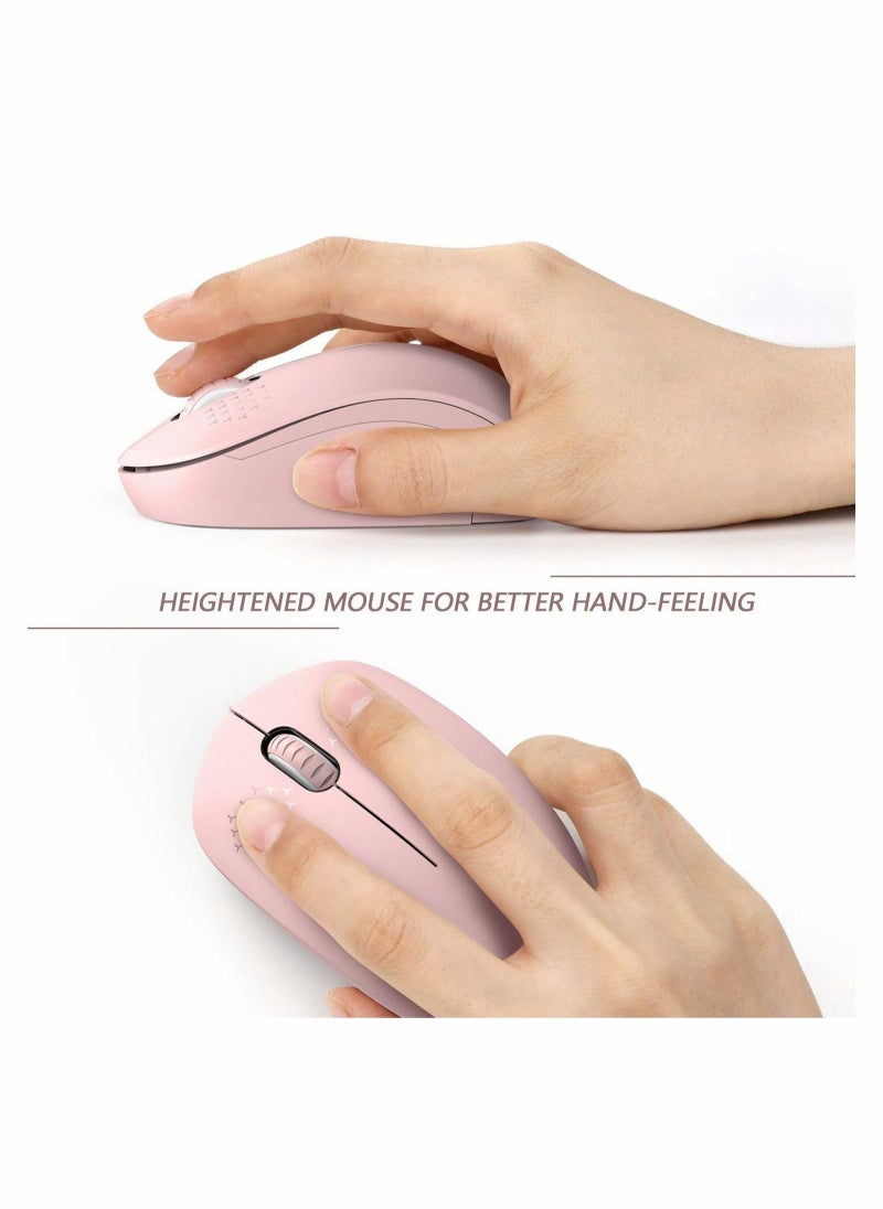 Wireless Mouse, 2.4G Noiseless Mouse with USB Receiver - Portable Computer Mice for PC, Tablet, Laptop, Notebook with Windows System - Pink