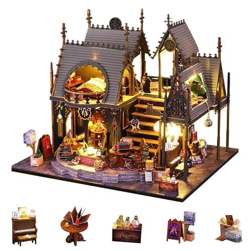 Flever DIY Miniature House Kit Tiny Home Kit with LED Light Mini House Build Craft Kits for Adults and Teens Home Decor Creative Gift for FamilyFriends Luna Magic House - Image 1