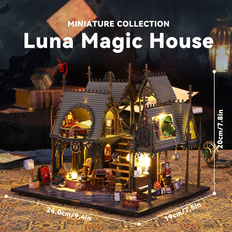 Flever DIY Miniature House Kit Tiny Home Kit with LED Light Mini House Build Craft Kits for Adults and Teens Home Decor Creative Gift for FamilyFriends Luna Magic House - Image 3