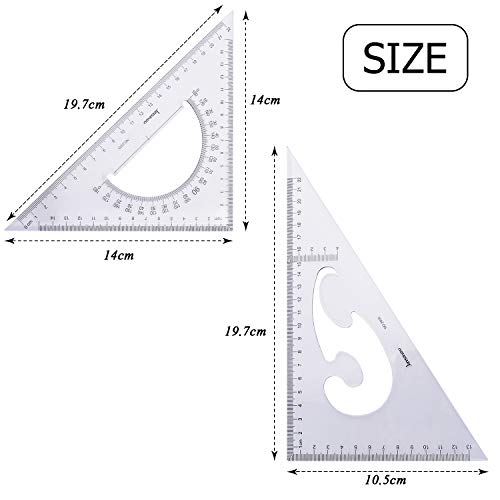 BronaGrand Large Triangle Ruler Square Set, 30/60 and 45/90 Degrees, Set of 2 - Image 2