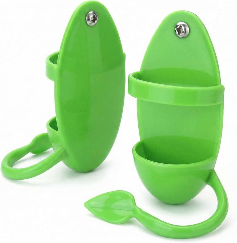 QWORK 2Pcs Parrot Cuttlebone Holder with Perch Stand, Bird Feeder Station for Bird Food Supplies Vegetable Fruit Container - Image 1