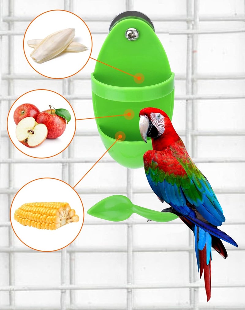 QWORK 2Pcs Parrot Cuttlebone Holder with Perch Stand, Bird Feeder Station for Bird Food Supplies Vegetable Fruit Container - Image 4