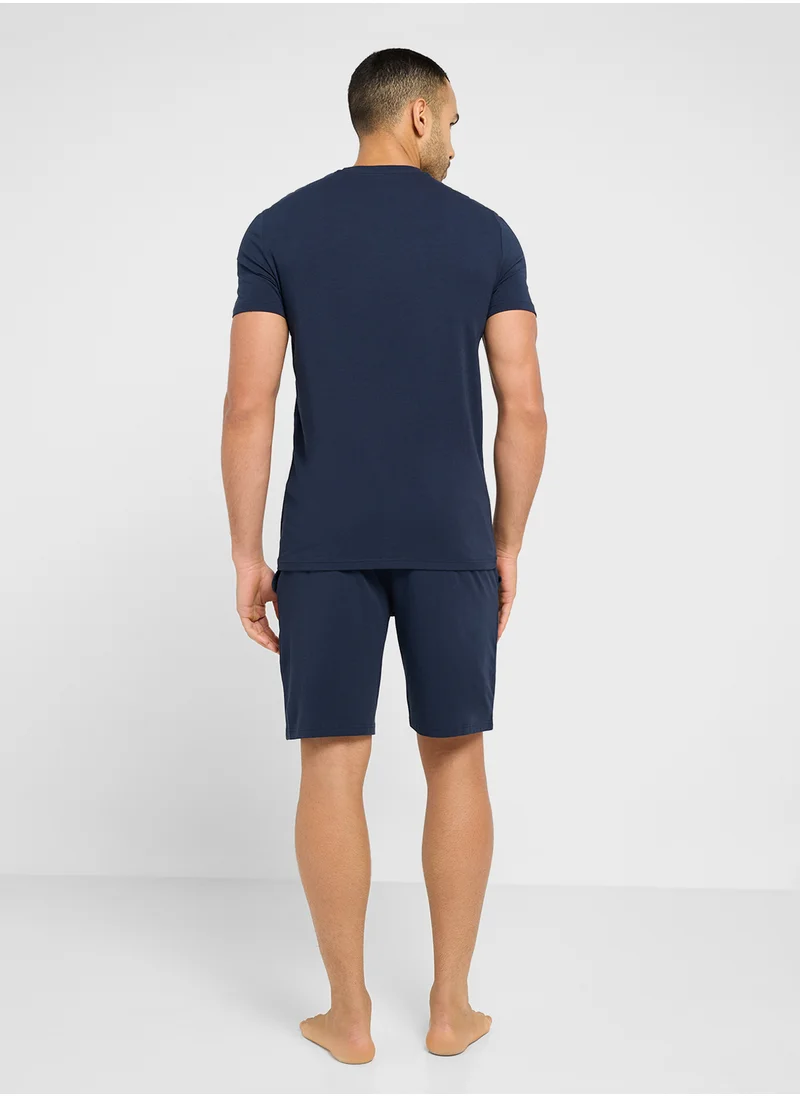 EMPORIO ARMANI Crew Neck T-Shirt & Logo Band Shorts
