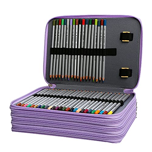 Lbxgap PU Pencil Case Slot Holds Portable Colored Pencil Case 200 Slots Colored Pencil Case Organizer with Zipper for Watercolor Pens or Markers, Pencil Case Organizer for Artist - Image 2