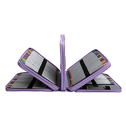 Lbxgap PU Pencil Case Slot Holds Portable Colored Pencil Case 200 Slots Colored Pencil Case Organizer with Zipper for Watercolor Pens or Markers, Pencil Case Organizer for Artist - Image 4