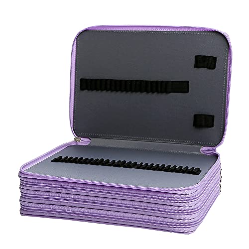 Lbxgap PU Pencil Case Slot Holds Portable Colored Pencil Case 200 Slots Colored Pencil Case Organizer with Zipper for Watercolor Pens or Markers, Pencil Case Organizer for Artist - Image 3