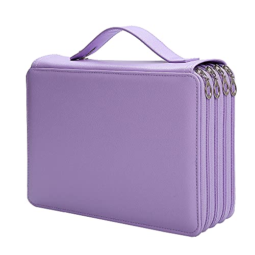 Lbxgap PU Pencil Case Slot Holds Portable Colored Pencil Case 200 Slots Colored Pencil Case Organizer with Zipper for Watercolor Pens or Markers, Pencil Case Organizer for Artist - Image 1