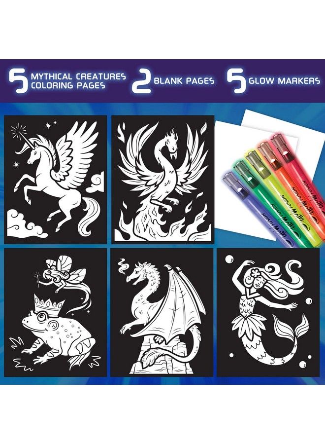 Crayola Glow Fusion Glow In The Dark Coloring Set With Markers Mythical Creature Coloring Pages Gift For Kids - Image 4