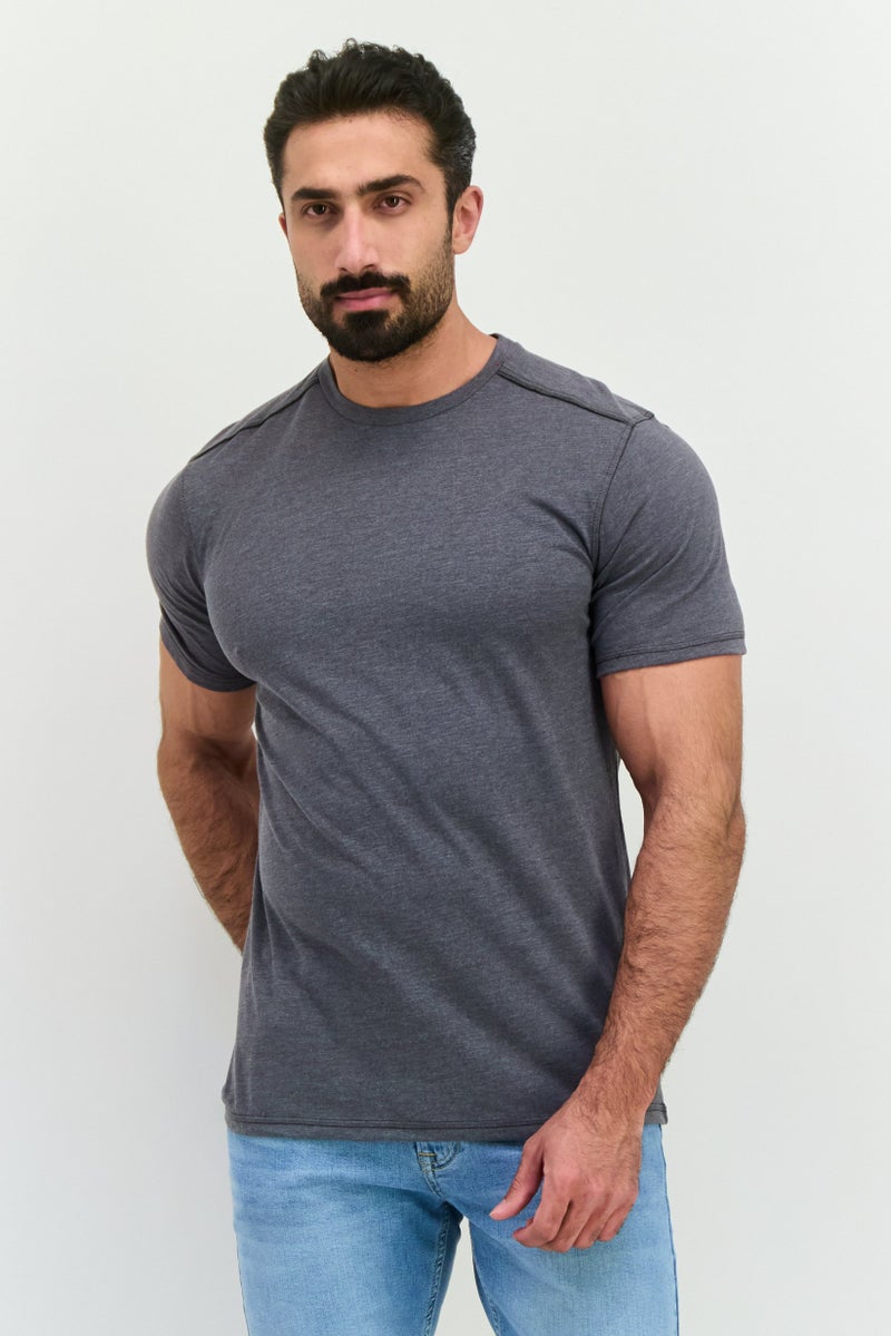 Company Eighty One Men Crew Neck Short Sleeve Heather T-shirt, Grey Heather - Image 1