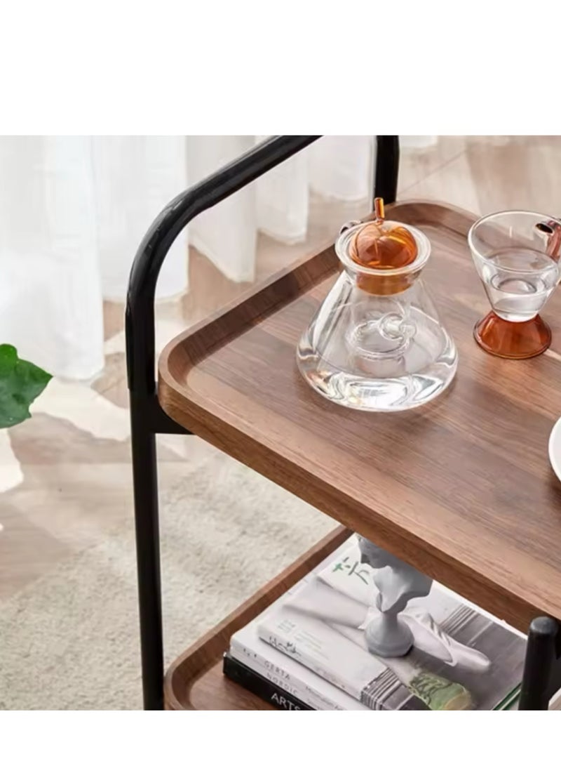 End Table with Rolling Wheels,Movable Small Coffee Table 2 Layers Small Trolley,Nordic Style Living Room Trolley Suitable for Use in The Living Room Bedroom Office - Image 3