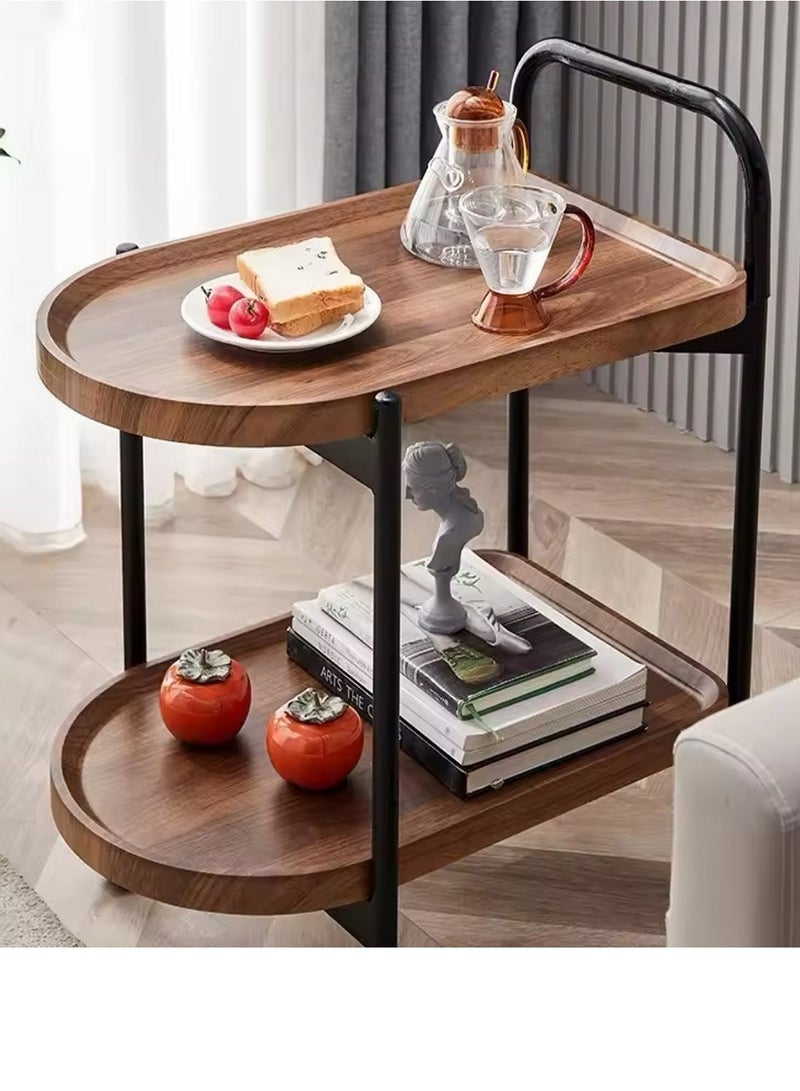 End Table with Rolling Wheels,Movable Small Coffee Table 2 Layers Small Trolley,Nordic Style Living Room Trolley Suitable for Use in The Living Room Bedroom Office - Image 4
