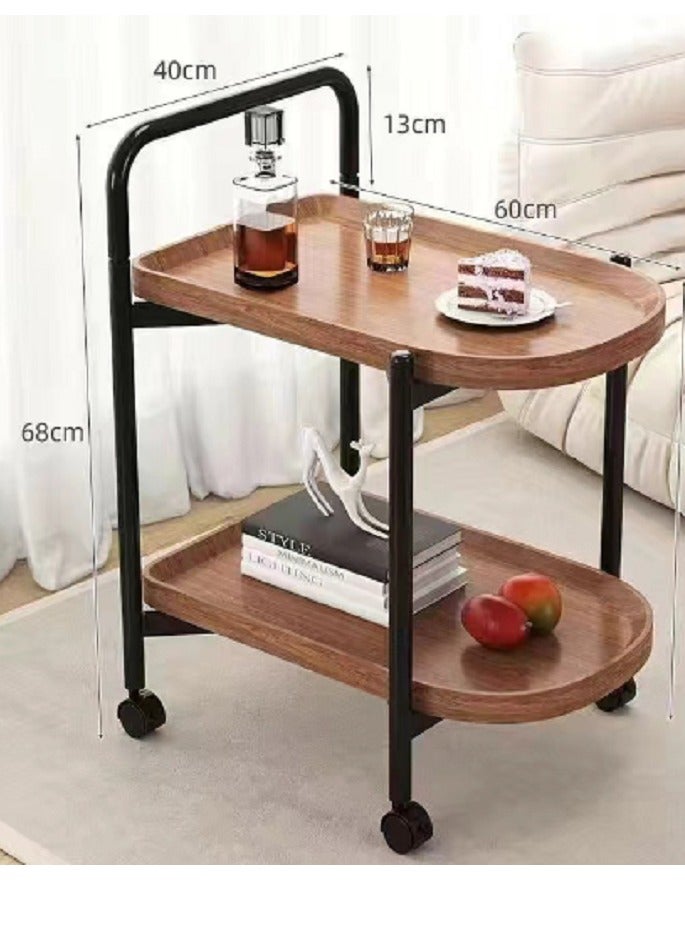 End Table with Rolling Wheels,Movable Small Coffee Table 2 Layers Small Trolley,Nordic Style Living Room Trolley Suitable for Use in The Living Room Bedroom Office - Image 5