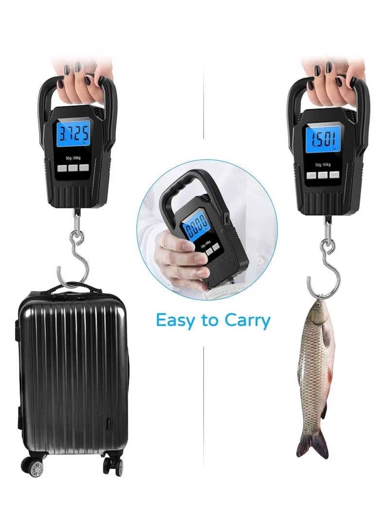 جيهام ميزان أمتعة رقمي معلق عالي الجودة على شكل سمكة - ميزان أمتعة محمول باليد لحقيبة السفر، ميزان للسفر بشاشة LCD 50 كجم/110 رطل - Image 5