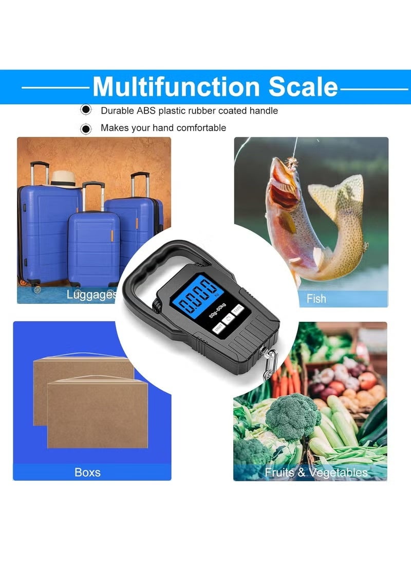 جيهام ميزان أمتعة رقمي معلق عالي الجودة على شكل سمكة - ميزان أمتعة محمول باليد لحقيبة السفر، ميزان للسفر بشاشة LCD 50 كجم/110 رطل - Image 3