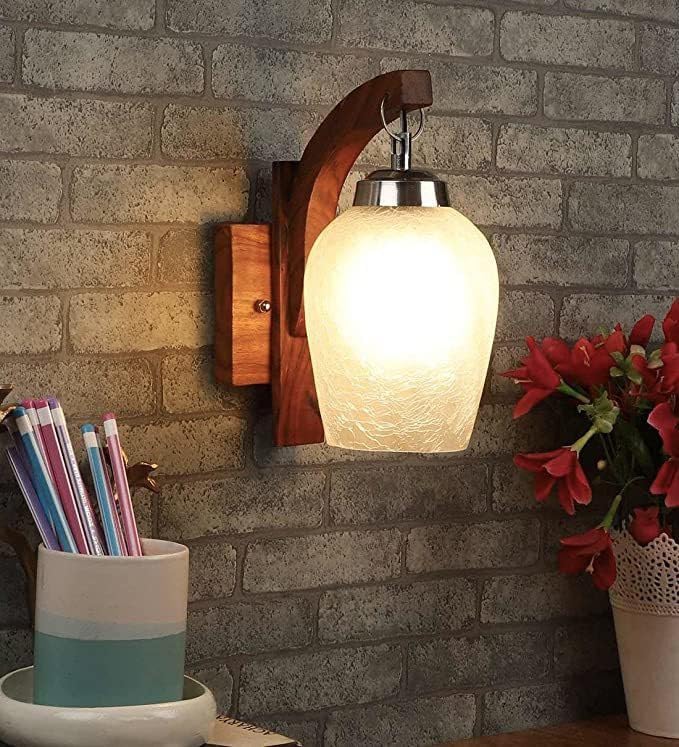 Lyse Decor Glass Decorative Wall Hanging Light for Living Room, Wall Lamp Sconce for Home Decoration (Brown) - Image 1