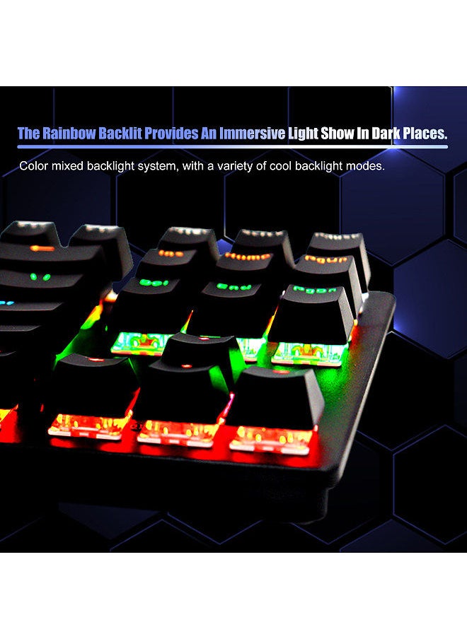 Generic - Wired 87-Key Mechanical Gaming Keyboard Rainbow Backlit Keyboard For Windows PC Laptop for Game and Office - Image 1
