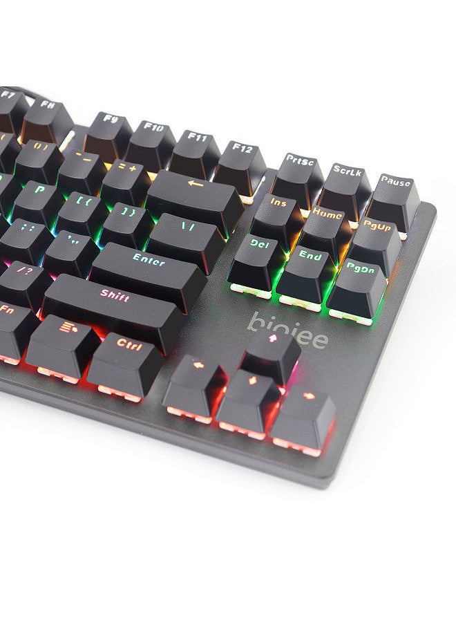 Generic - Wired 87-Key Mechanical Gaming Keyboard Rainbow Backlit Keyboard For Windows PC Laptop for Game and Office - Image 1