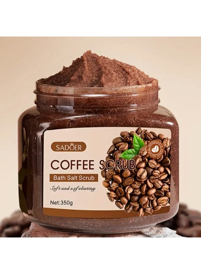 SADOER Coffee Scrub Bath Salt - Exfoliating & Moisturizing Body Scrub with Real Coffee Beans, Alcohol-Free & Fragrance-Free, for All Light Beige Types (Including Sensitive) - Spa-Like Glow at Home, Minimalist Jar Packaging - Men & Women, Home Spa, Natural Aesthetic, Gentle Exfoliation, Selfcare Routine - Image 2