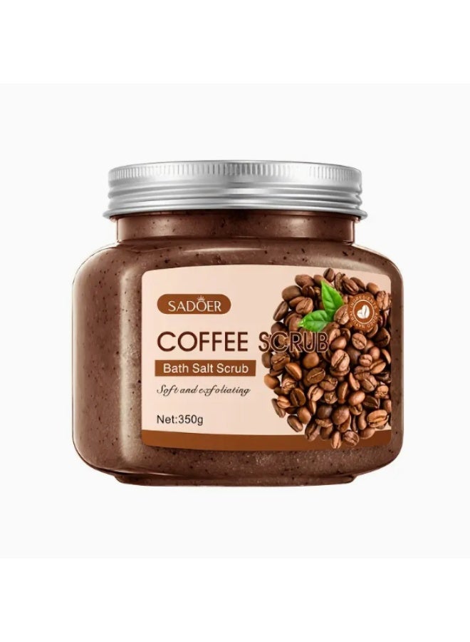 SADOER Coffee Scrub Bath Salt - Exfoliating & Moisturizing Body Scrub with Real Coffee Beans, Alcohol-Free & Fragrance-Free, for All Light Beige Types (Including Sensitive) - Spa-Like Glow at Home, Minimalist Jar Packaging - Men & Women, Home Spa, Natural Aesthetic, Gentle Exfoliation, Selfcare Routine - Image 1