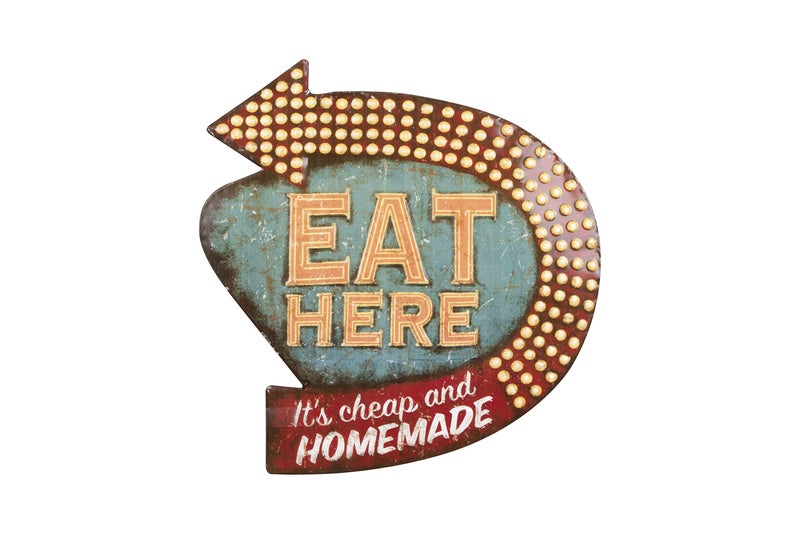 Creative Co-op Creative CoOp Tin Eat Here Retro Wall Decor 