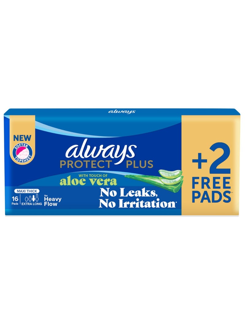 Always - Always PROTECT PLUS Maxi Thick EXtra Long Sanitary Pads With Aloe Vera 16+2 PCS - Image 1