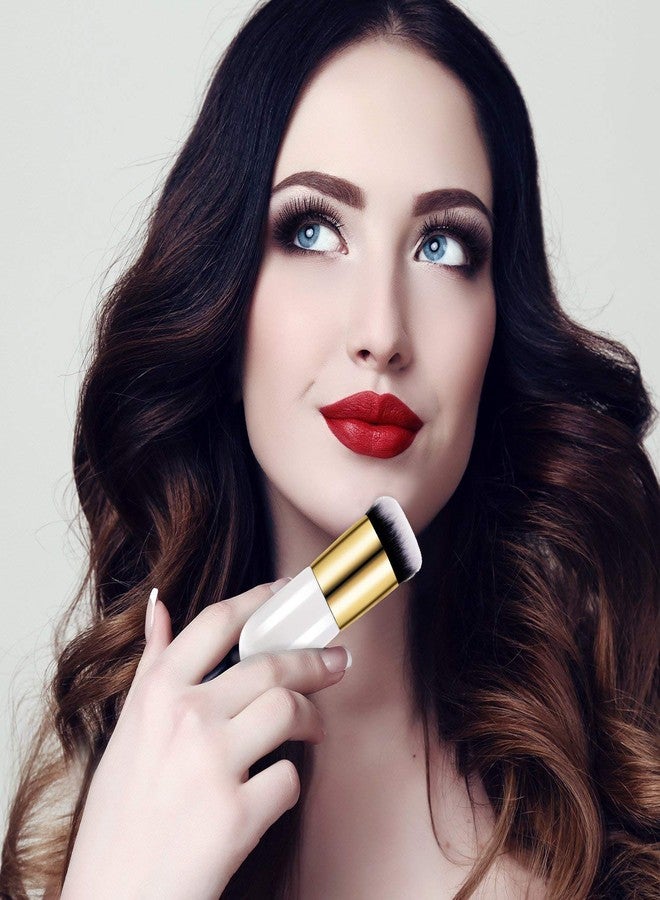 AVTY 2 Pieces Foundation Brush Makeup Brush Makeup Brush Travel Powder Brush for Blending Liquid, Cream or Flawless Powder Cosmetics (white) - Image 2