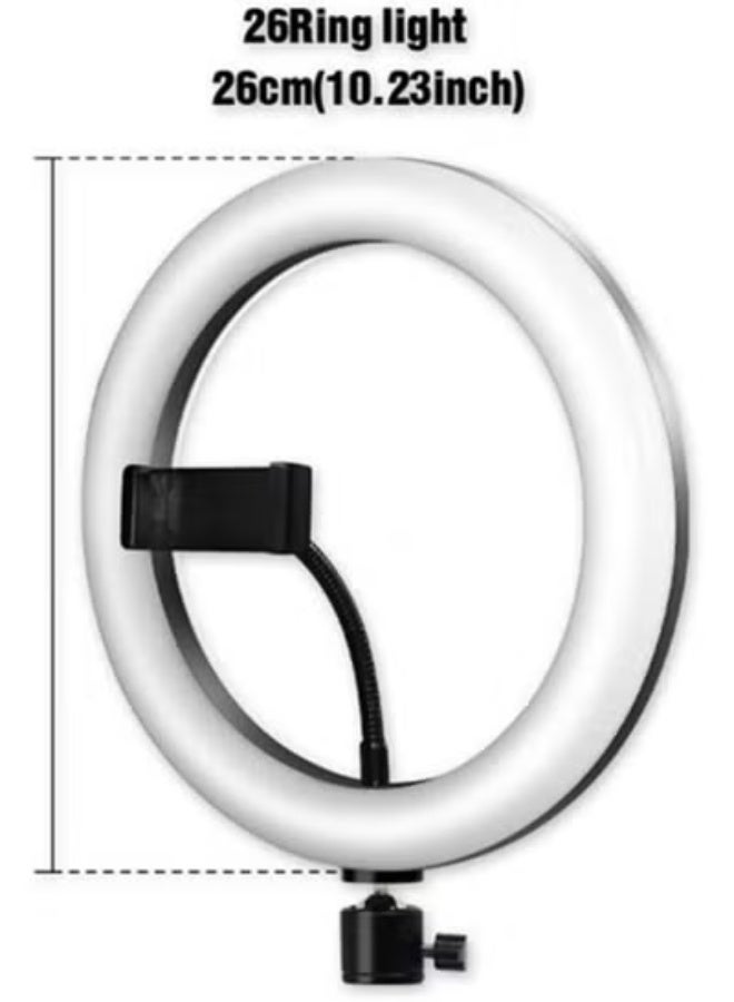 رينج لايت 10 بوصة RGB - إضاءة احترافية متعددة الألوان مع حامل ثلاثي - مثالي لتصوير الفيديوهات، السيلفي، ووضع المكياج - Image 3