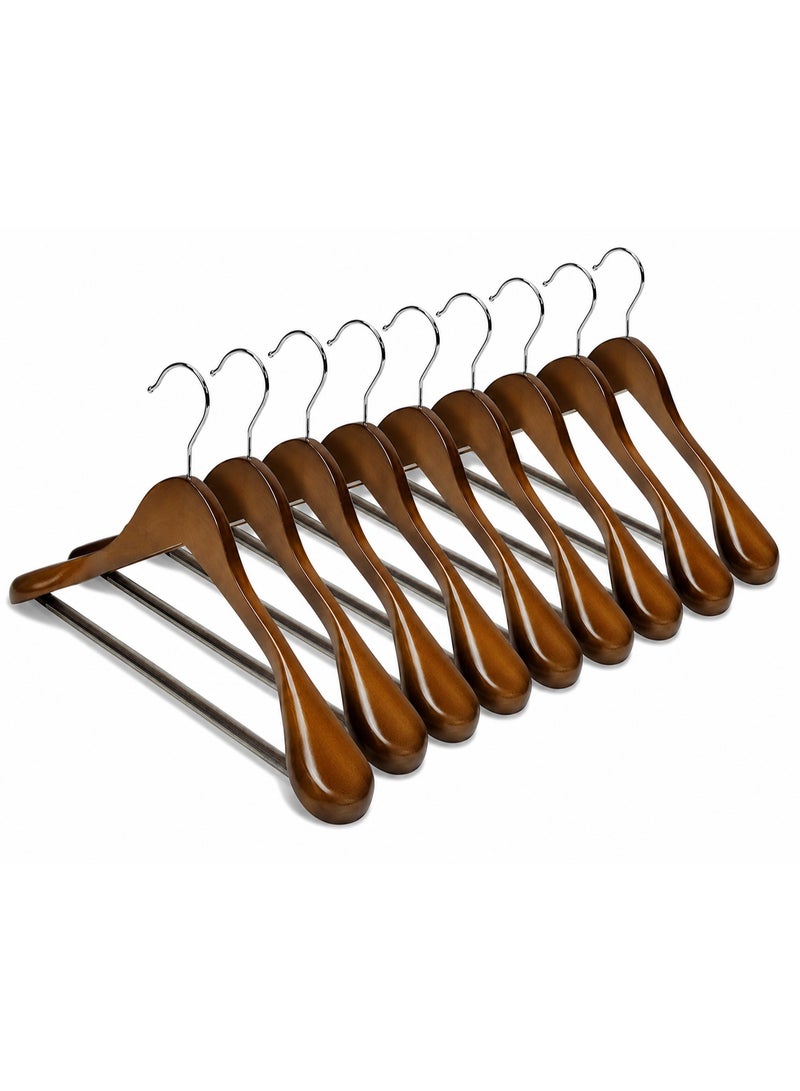 45cm wide wooden hanger set with a wide shoulder - with a 360-degree rotating chrome hook - heavy-duty, non-slip clothes hangers that maintain the shape of the shoulders and can hold up to 10kg. (9) - Image 1