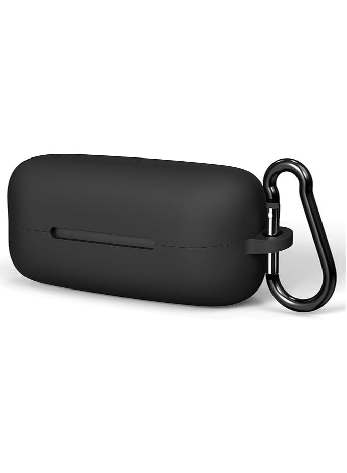 Silicone Case for Sony WF-C510, Soft Flexible Scratch Resistant Protective Cover with Carabiner (Black) - Image 1