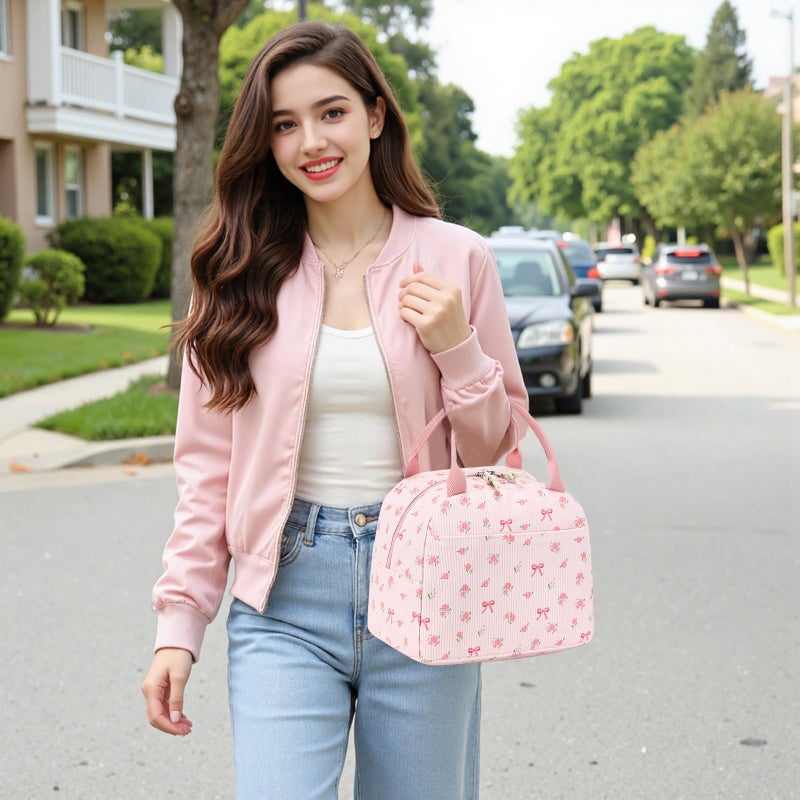 Bluboon Lunch Bag for Women Men Cute Corduroy Lunch Tote Bags Reusable Insulated Lunch Box Large Capacity Reusable Insulated Cooler for Work Picnic or Travel - Image 5