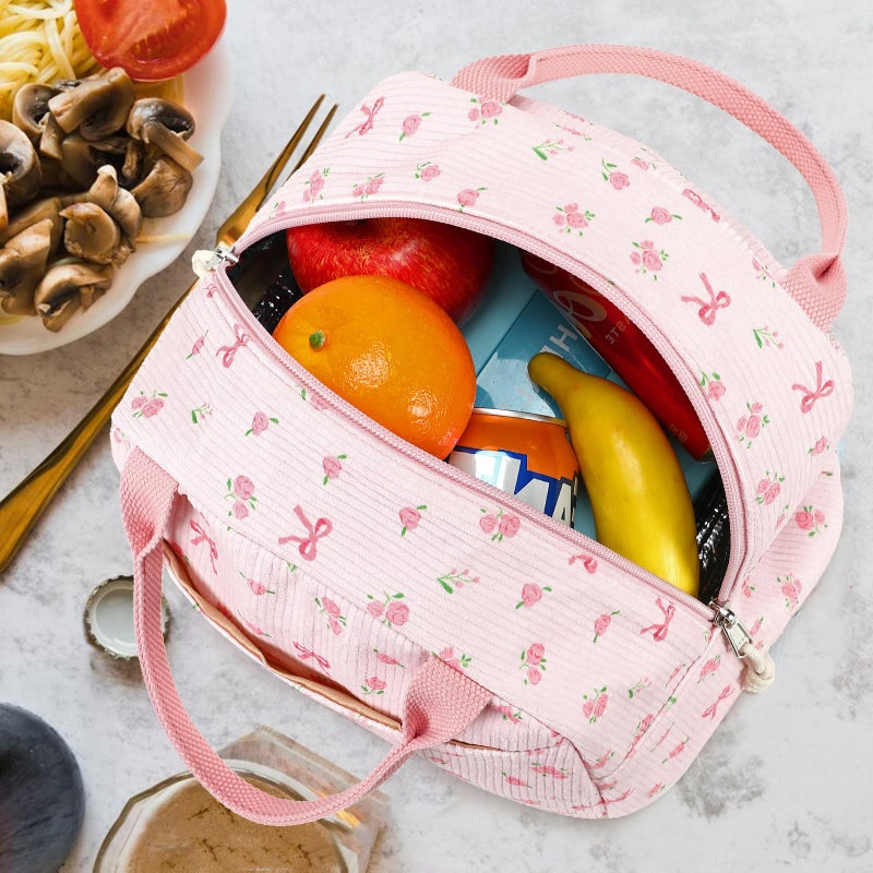 Bluboon Lunch Bag for Women Men Cute Corduroy Lunch Tote Bags Reusable Insulated Lunch Box Large Capacity Reusable Insulated Cooler for Work Picnic or Travel - Image 2