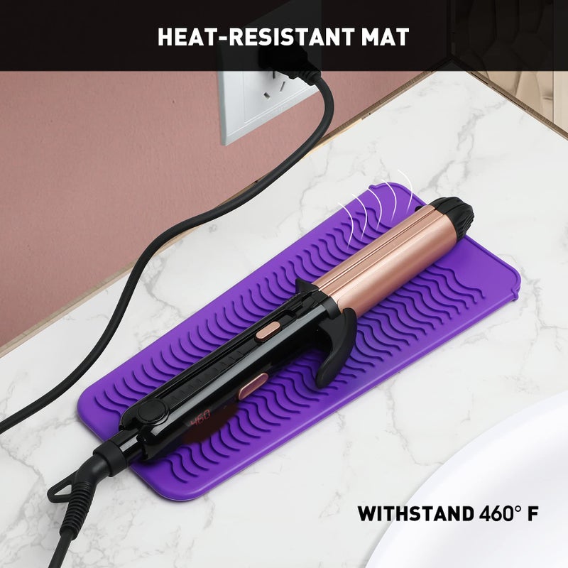 ZAXOP Resistant Silicone Mat Pouch for Flat Iron, Curling Iron,Hot Hair Tools (Purple) - Image 4