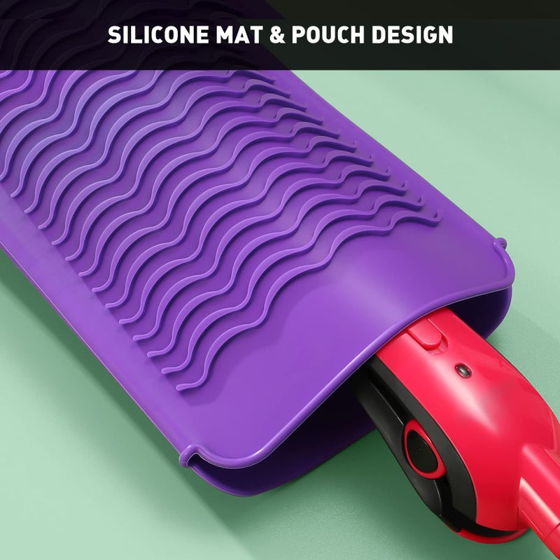 ZAXOP Resistant Silicone Mat Pouch for Flat Iron, Curling Iron,Hot Hair Tools (Purple) - Image 3